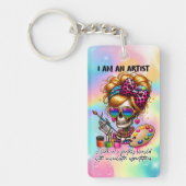 Cool Artist skeleton woordkunst Sleutelhanger (Voorkant)