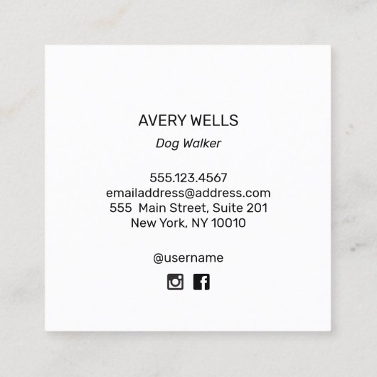 Cool Artistic Dog Walker Visitekaartje (Achterkant)