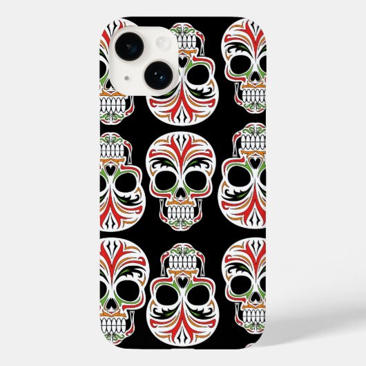 Cool artistieke schedelpatroon Trendy zwarte achte Case-Mate iPhone Case (Achterkant)