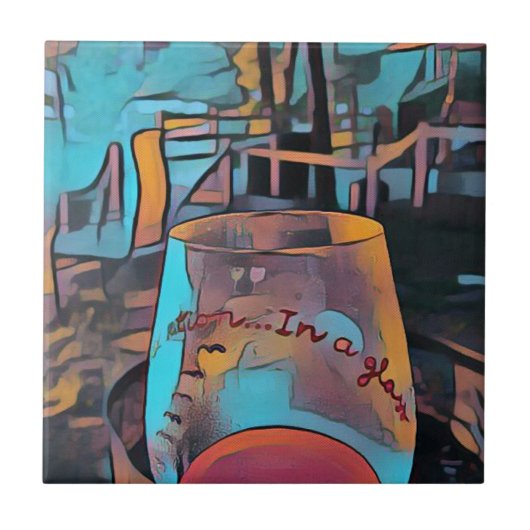 Cool Artistisch wijnglas Tegeltje (Voorkant)
