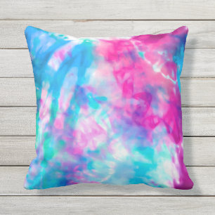 Cool Artsy Girly Paars Pink Blue Tie Dye Patroon Buitenkussen