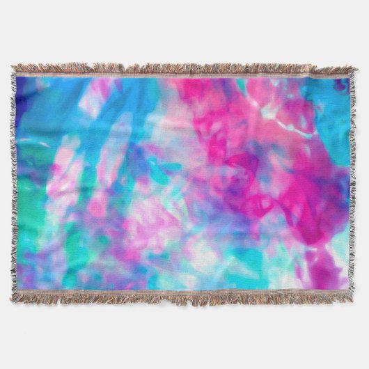 Cool Artsy Girly Paars Pink Blue Tie Dye Patroon Deken (Voorkant)