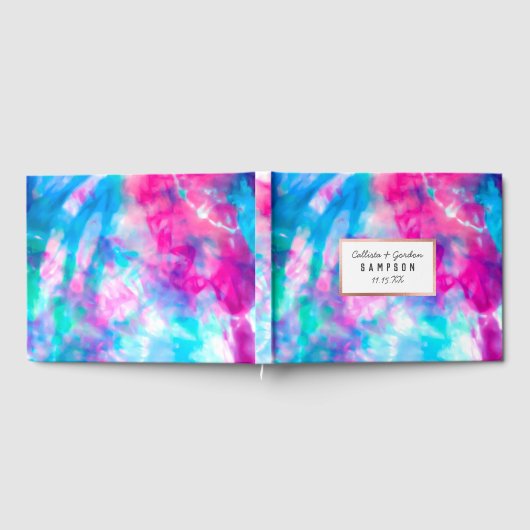 Cool Artsy Girly Paars Pink Blue Tie Dye Patroon Gastenboek (Volledig)