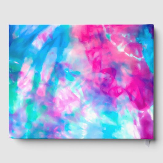 Cool Artsy Girly Paars Pink Blue Tie Dye Patroon Gastenboek (Achterkant)