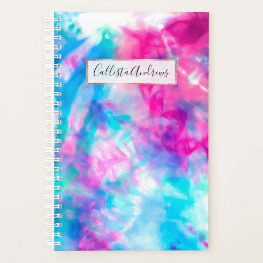 Cool Artsy Girly Paars Pink Blue Tie Dye Patroon Planner (Voorkant)