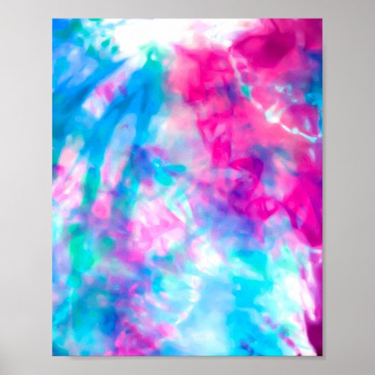 Cool Artsy Girly Paars Pink Blue Tie Dye Patroon Poster (Voorkant)