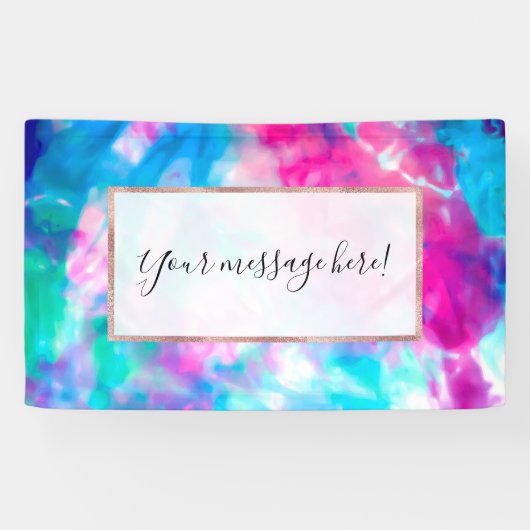 Cool Artsy Girly Paars Pink Blue Tie Dye Patroon Spandoek (Horizontaal)