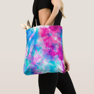 Cool Artsy Girly Paars Pink Blue Tie Dye Patroon Tote Bag