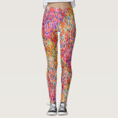 Cool artsy kleurrijke regenboogbladeren verfpatroo leggings (Voorkant)