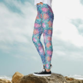 Cool Artsy Kleurrijke Turquoise Ocean Waterverf Leggings