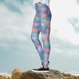 Cool Artsy Kleurrijke Turquoise Ocean Waterverf Leggings