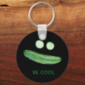 Cool as a Cucumber "BE COOL" Funny Waterverf Face Sleutelhanger (Voorkant)