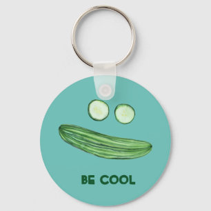 Cool as a Cucumber "BE COOL" Funny Waterverf Face Sleutelhanger