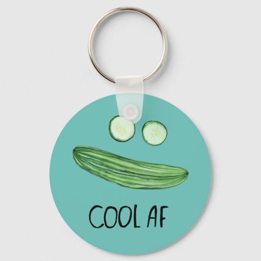 Cool as a Cucumber "Cool AF" Funny Waterverf Face Sleutelhanger (Voorkant)