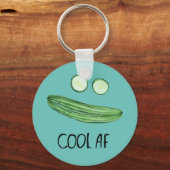 Cool as a Cucumber "Cool AF" Funny Waterverf Face Sleutelhanger (Voorkant)