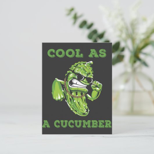 Cool as a Cucumber Gangster Pickle Vegetables Briefkaart (Staand voorkant)