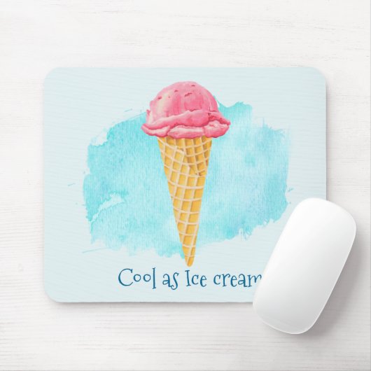Cool As Ice Cream Strawberry Cone Pun Muismat (Met muis)