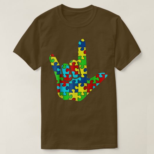 Cool ASL Love Sign Language Autisme Support T-shirt (Design voorkant)
