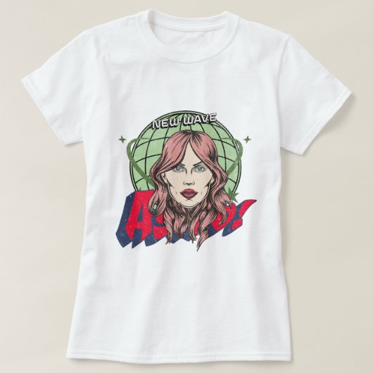 Cool Astro Cartoon gezicht en planeet Witte vrouwe T-shirt (Design voorkant)