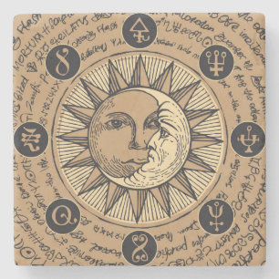 Cool Astrologiepatroon met Zon en Maan Stenen Onderzetter