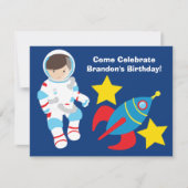 Cool Astronaut Boy Buitenspatie Kinderen Birthday  Kaart (Voorkant)