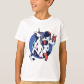 Cool Astronaut Riding Unicorn Rock Signal Funny T-shirt (Voorkant)