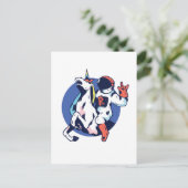 Cool Astronaut Riding Unicorn Rock Tiener Graphics Briefkaart (Staand voorkant)
