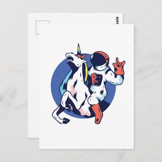 Cool Astronaut Riding Unicorn Rock Tiener Graphics Briefkaart (Voorkant / Achterkant)