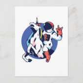 Cool Astronaut Riding Unicorn Rock Tiener Graphics Briefkaart (Voorkant)