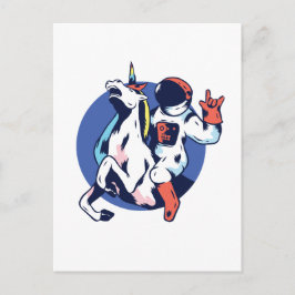 Cool Astronaut Riding Unicorn Rock Tiener Graphics Briefkaart