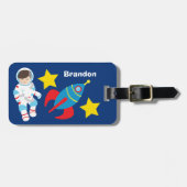 Cool Astronaut Rocket Shiket Kinder Blue Bagagelabel (Voorkant horizontaal)