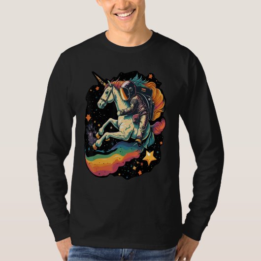 Cool Astronaut Spaceman Riding A Rainbow Unicorn I T-shirt (Voorkant)