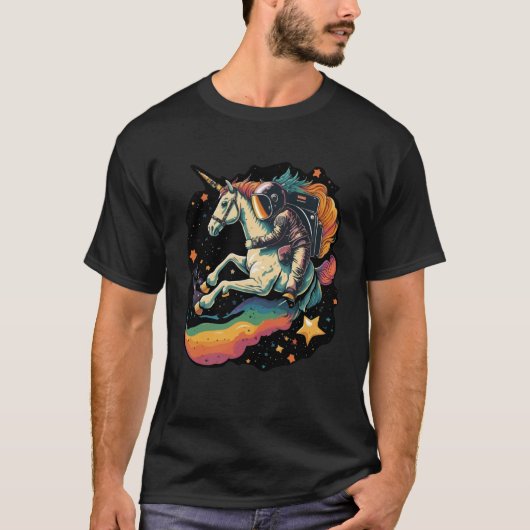 Cool Astronaut Spaceman Riding A Rainbow Unicorn I T-shirt (Voorkant)