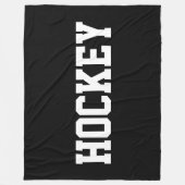 Cool Athletic Bold White HOCKEY Text On Deep Black Fleece Deken (Voorkant)