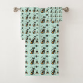 Cool Atomic Retro Cat Ruimteschip Saturnus Sterren Bad Handdoek (Insitu)