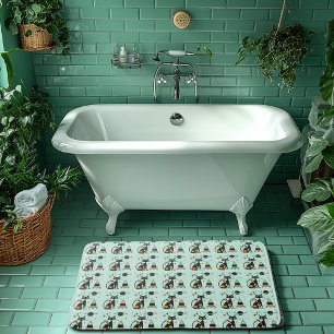 Cool Atomic Retro Cat Ruimteschip Saturnus Sterren Badmat