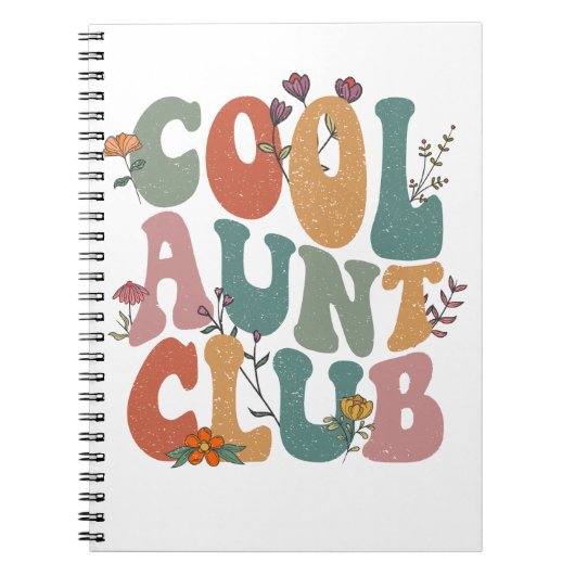 Cool aunt club, retro floral text, fun gift tee notitieboek (Voorkant)
