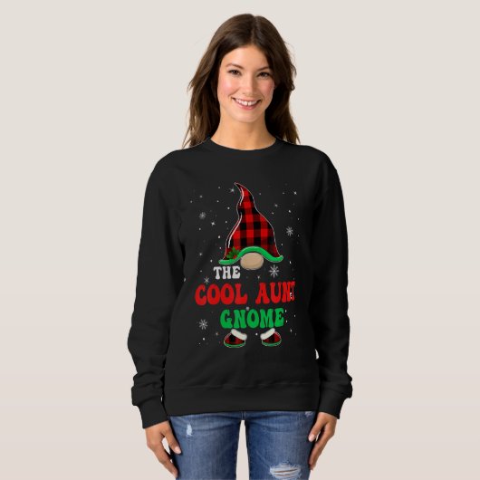 Cool Aunt Gnome Buffalo Plaid Matching Christmas G Trui (Voorkant volledig)