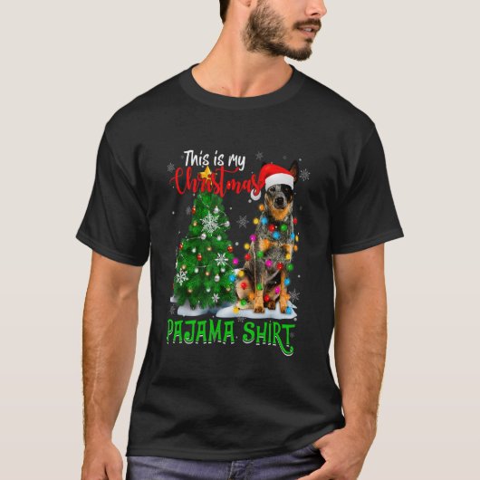 Cool Australian Cattle Dog Christmas Tree Lights S T-shirt (Voorkant)