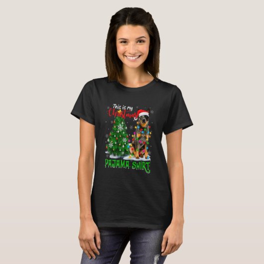 Cool Australian Cattle Dog Christmas Tree Lights S T-shirt (Voorkant volledig)