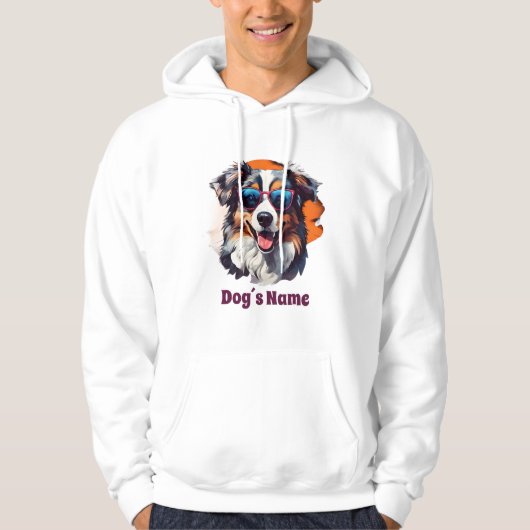 Cool Australian Shepherd met zonnebril Hoodie (Voorkant)
