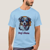 Cool Australian Shepherd met zonnebril T-shirt (Voorkant)