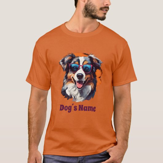Cool Australian Shepherd met zonnebril T-shirt (Voorkant)