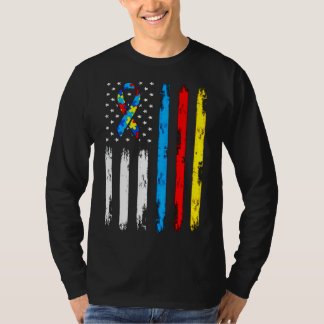 Cool Autism American Flag Awareness T-shirt