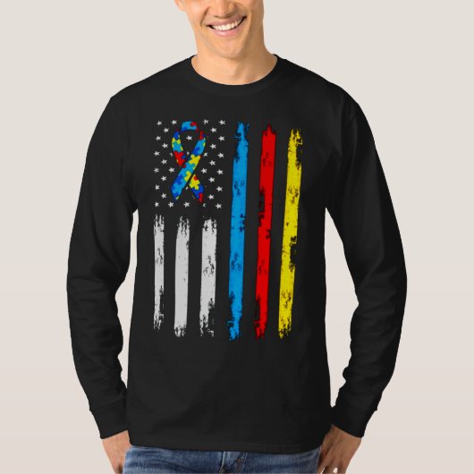 Cool Autism American Flag Awareness T-shirt (Voorkant)
