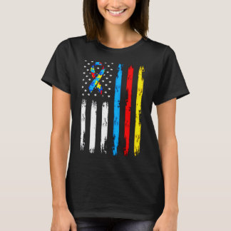 Cool Autism American Flag Awareness T-shirt