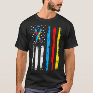 Cool Autism American Flag Awareness T-shirt