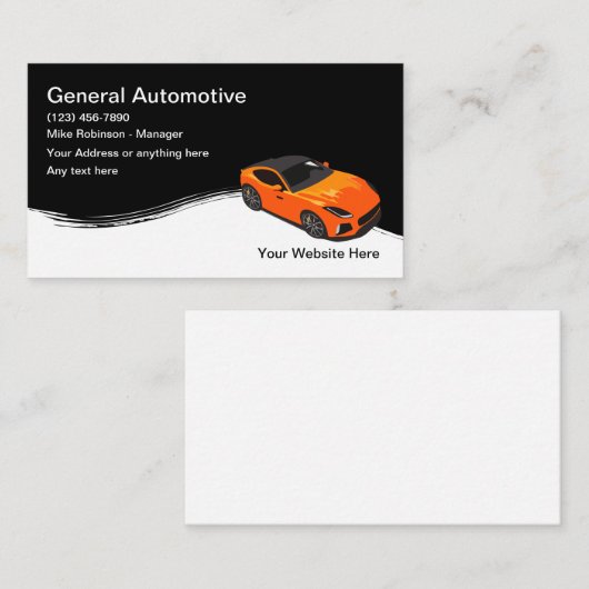 Cool Automotive Visitekaartje Design Sjabloon (Voorkant / Achterkant)