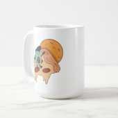 Cool Avocado Surfing op een stuk Pizza Koffiemok (Voorkant links)