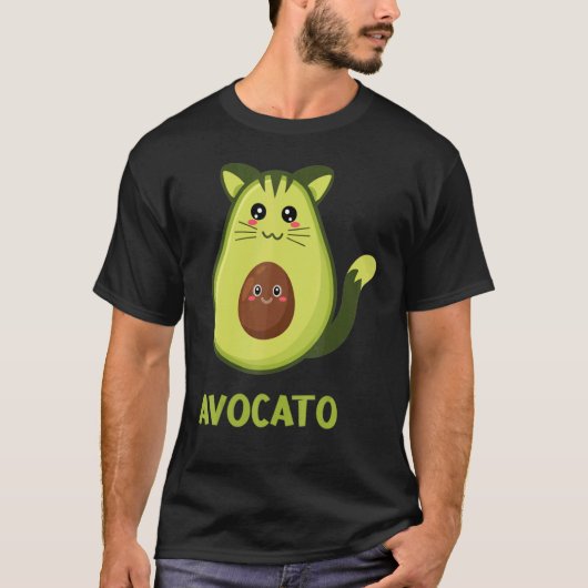 Cool Avocato Cat Fun Avocado Kitten Kat Moustach T-shirt (Voorkant)